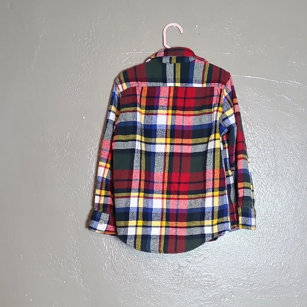 GAP Boys Multicolor Plaid Flanel Button Down Shirt NWOT Size S 6-7